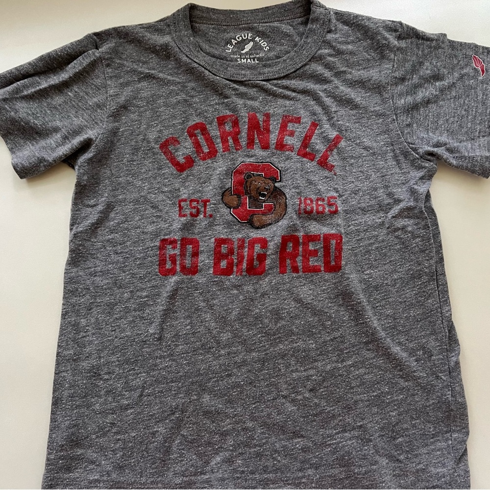 League Kids Charcoal Gray Cornell University Tee; size small